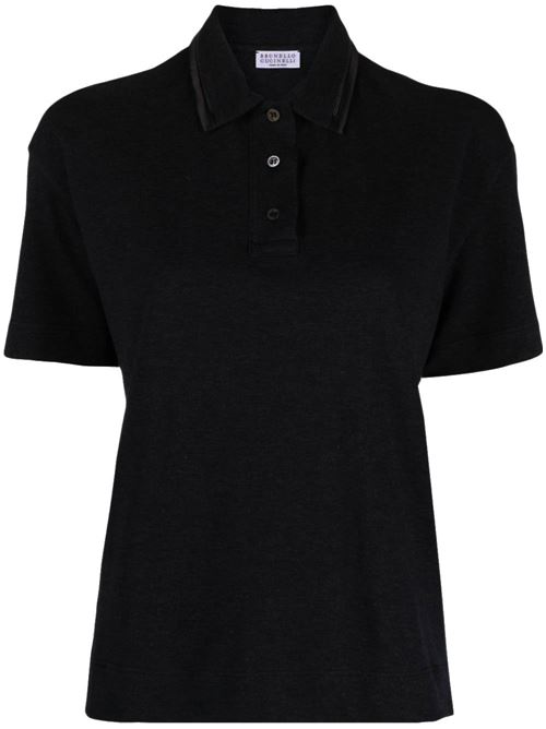 Black cotton piqué polo Brunello Cucinelli | M0T63EM415C101